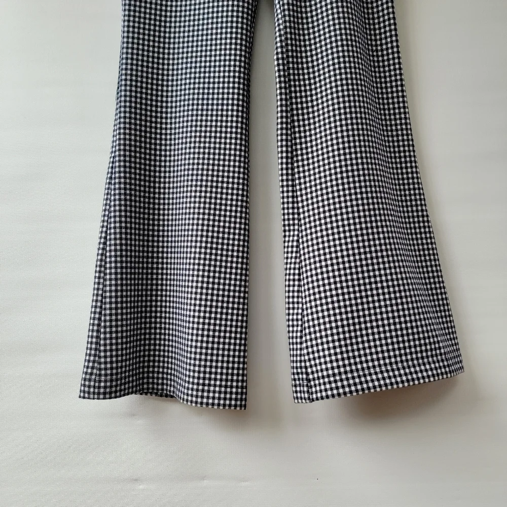 Avec Les Filles Black and White Checkered Flare Pants Size 6 High Waist Neutral - Picture 6 of 14